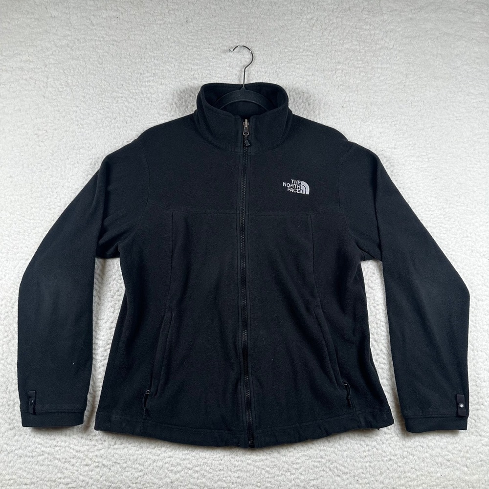 The North Face Fleece Jacket Womens Full Zip Mock Neck L Black Outdoors Hiking